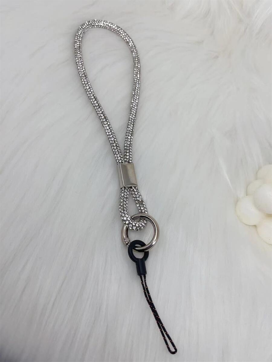 1 pieza Tira de celular con diseño de diamante de imitación - Plateado - Ver 1