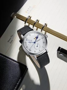 Hombres Reloj mecánico de puntero redondo - Blanco - Ver 1