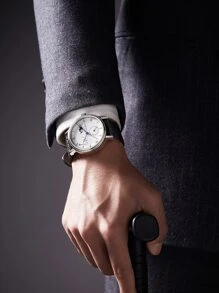 Hombres Reloj mecánico de puntero redondo - Blanco - Ver 5