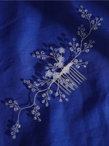 水鑽和花朵裝飾新娘髮帶