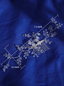 水鑽和花朵裝飾新娘髮帶