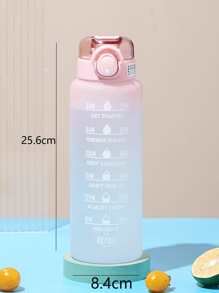 1pc Ombre Slogan Pattern Water Bottle, Modern Plastic Sports Water Bottle, Suitable For Indoor And Outdoor, Back To School Supplies - Pink - View 4