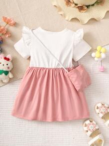 嬰兒卡通圖案荷葉邊3D耳朵連衣裙 - 彩色 - 查看 2