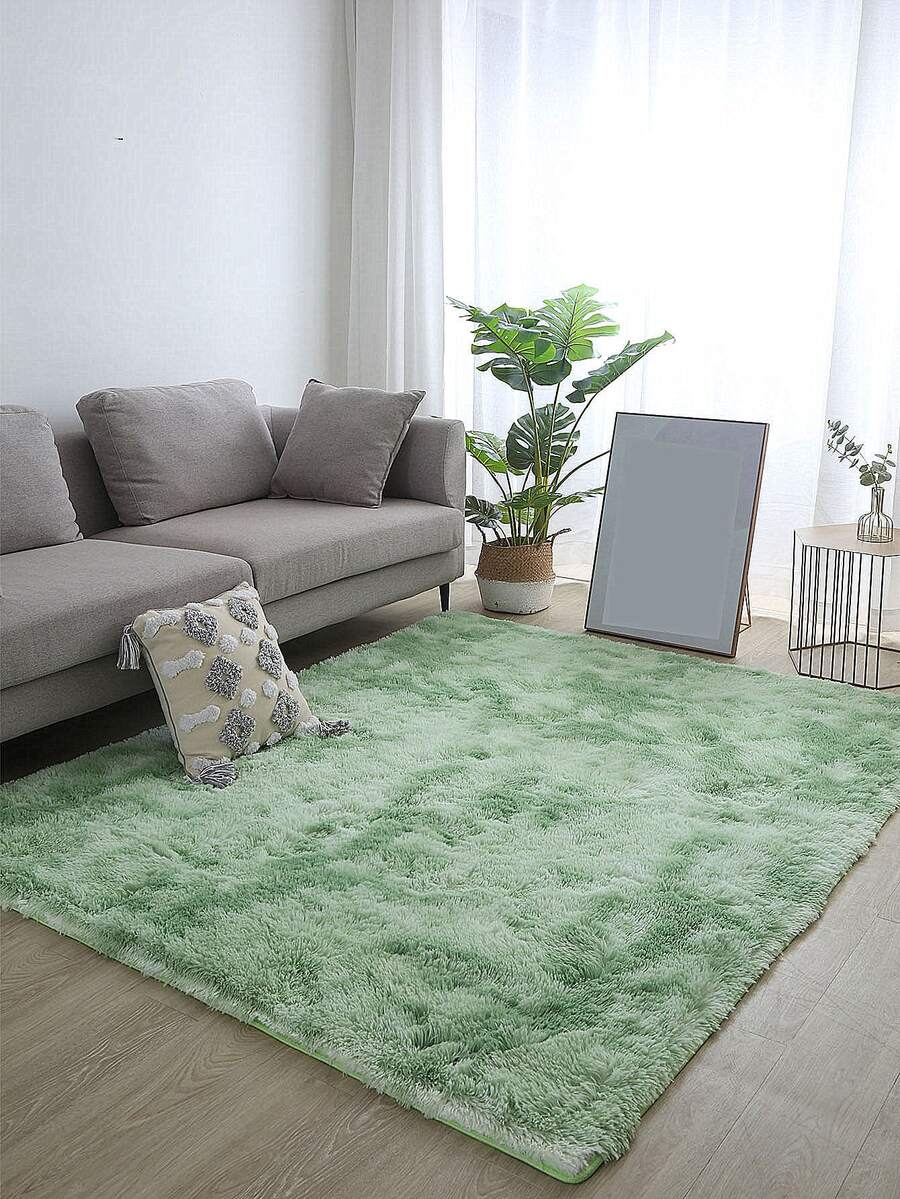 1 Đồng Màu Thảm Sáng Tạo Polyester Xanh Lá Sàn Cho Gia Đình Phòng Khách Phòng Ngủ - màu xanh lá - Xem 1
