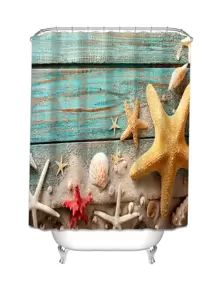 1pc Starfish Pattern Shower Curtain, Modern Polyester Waterproof Shower Curtain For Bathroom Home Bathroom Decor Fall Decor Bathroom Accessories Back To School