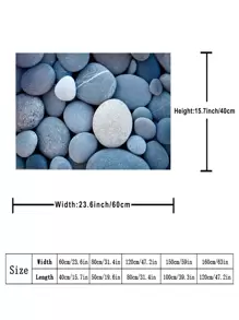 1pc Stone Print Rug, Modern Polyester Graphic Print Floor Mat For Living Room And Bedroom - Blue and White - View 3