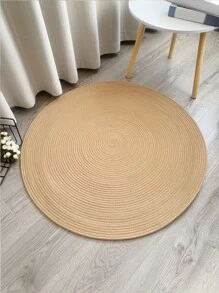 1入组滌綸地毯創意編織圓形地墊適用於家庭客廳臥室 - 卡其色 - 查看 1