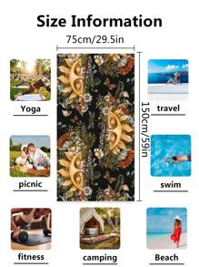 1pc Flower & Sun Pattern Beach Towel, Modern Microfiber Beach Towel For Outdoor - Multicolor - View 4
