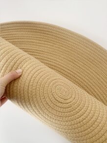 1入组滌綸地毯創意編織圓形地墊適用於家庭客廳臥室 - 卡其色 - 查看 2