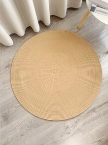 1入组滌綸地毯創意編織圓形地墊適用於家庭客廳臥室 - 卡其色 - 查看 6