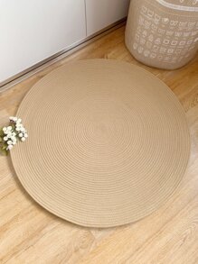 1入组滌綸地毯創意編織圓形地墊適用於家庭客廳臥室 - 卡其色 - 查看 3