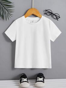 SHEIN 男童三葉草和標語圖案T卹 - 白色 - 查看 2