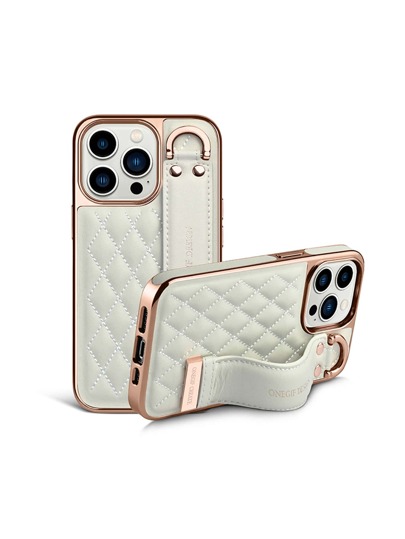 حافظة هاتف من جلد اصطناعي مع بطانة من الألياف الدقيقة، حزام معصم وحامل، متوافقة مع أجهزة 16 Pro Max، 15، 14، 13، 12