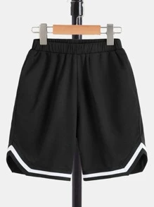 SHEIN 男孩字母圖案織帶拼接背心上衣和短褲