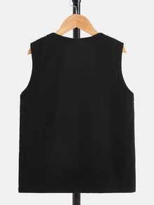 SHEIN 男孩字母圖案織帶拼接背心上衣和短褲