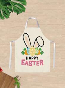 1 pieza Delantal Pascua de Resurrección conejo & con estampado de huevo de tela a prueba de aceite cocinero para cocina - Multicolor - Ver 1