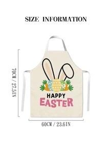1 pieza Delantal Pascua de Resurrección conejo & con estampado de huevo de tela a prueba de aceite cocinero para cocina - Multicolor - Ver 4