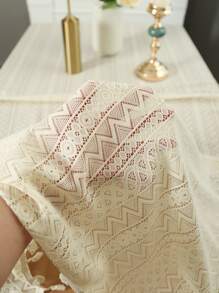 1入組幾何樣式現代流蘇裝飾桌布 - 米色 - 查看 4