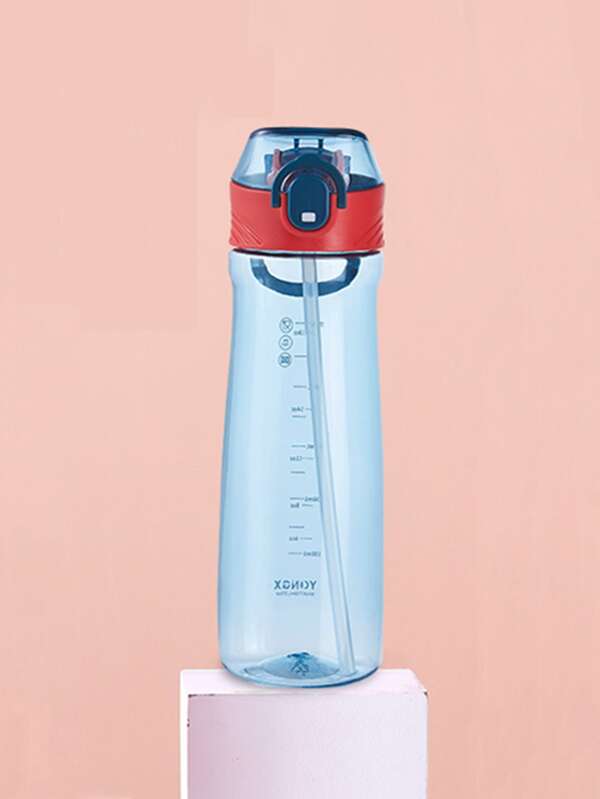 1pc Portable Water Bottle With Straw, Modern Plastic Sport Water Bottle