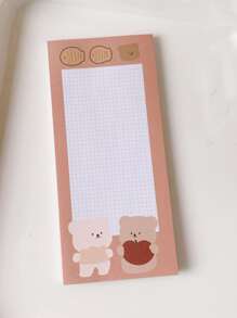 1pc Cartoon Graphic Memo Pad - Brown - View 1