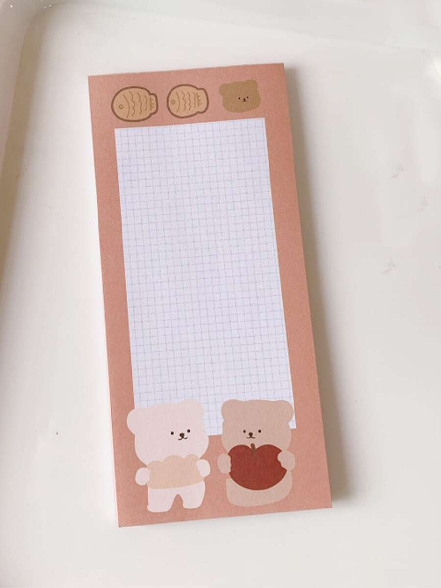 1pc Cartoon Graphic Memo Pad - Brown - View 1