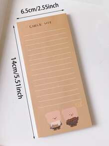 1pc Cartoon Graphic Memo Pad - Brown - View 4