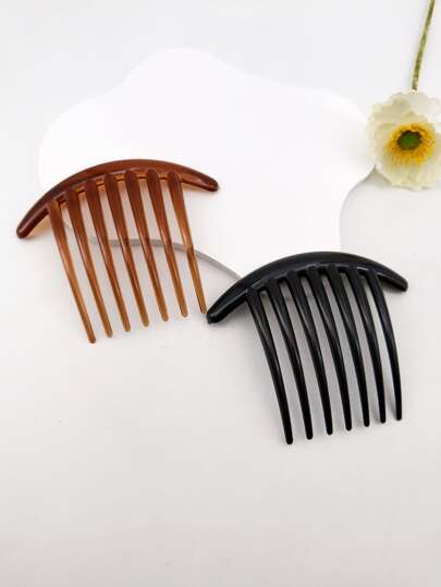 2pcs Solid Hair Comb Casual Combs For Hair Side Comb, School Stuff, Wedding, Hair Accessories, Head Accessories