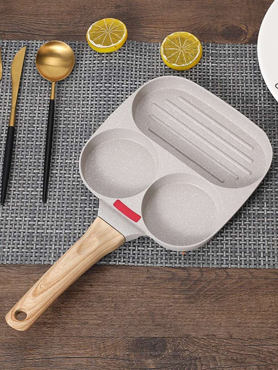 1pc Aluminum Alloy Pan, Non-stick Frying Pan For Kitchen - White - View 1