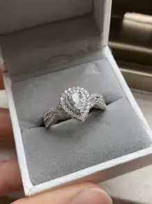 AIHUASI 2pcs/Set Wedding Rings For Women 925 Sterling Silver 4x6mm 1.3Ct Pear Cubic Engagement Ring Bridal Rings Fine Jewelry Gift - Silver - View 2