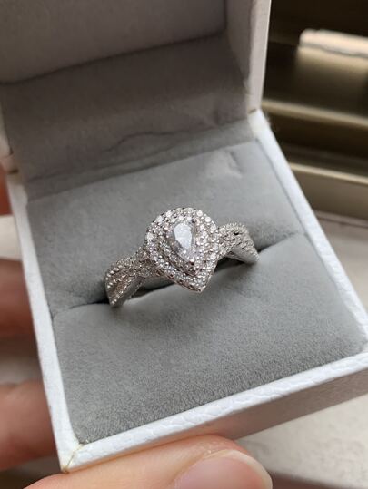 AIHUASI خاتم زفاف نسائي 2قطعة/طقم مصنوع من الفضة الإسترليني 925 قيراط 1.3ct على شكل لؤلؤة معدنية مكعبة ، خواتم الخطوبة العروسية المجوهرات الفاخرة الهدية