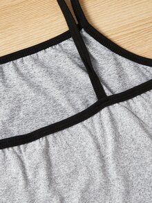 Chicas Conjunto de pijama con estampado de dibujos animados unido en contraste - Gris - Ver 3