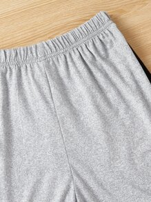 Chicas Conjunto de pijama con estampado de dibujos animados unido en contraste - Gris - Ver 6