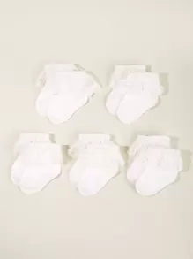 5pairs Baby Ruffle Trim Socks - White - View 1