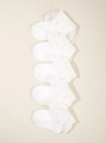 5pairs Baby Ruffle Trim Socks - White - View 2