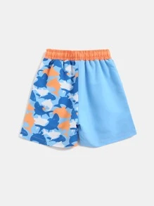 小男童鯊魚印花泳褲 - 藍色 - 查看 2