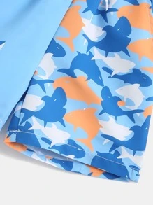 小男童鯊魚印花泳褲 - 藍色 - 查看 4