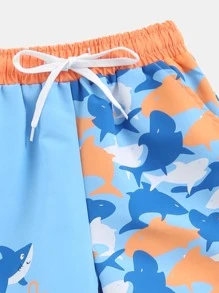 小男童鯊魚印花泳褲 - 藍色 - 查看 5