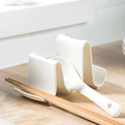 1pc PP Spoon Mat, Creative Wave Design Spoon Rest For Kitchen Counter