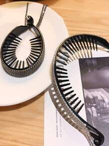 1pc Women Shiny Rhinestone Decor Hair Clip Party Claw Clips Hair Claws Hair Barrettes, School Stuff, Hair Accessories, Head Accessories, Hair Accessories For Women - Silver - View 5