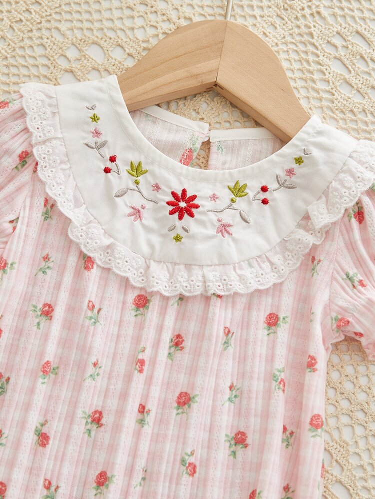 Peninsula Baby Baby Girl's Embroidered Romper, Casual Style - Multicolor - View 8