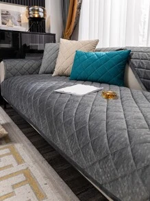 1入組灰色沙發巾滌綸絎縫家用沙發套毯子四季皆宜 - 灰色 - 查看 1