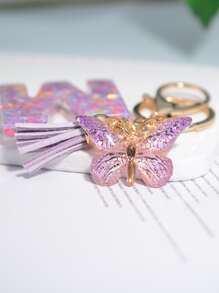 蝴蝶和流蘇墜飾鑰匙圈 - 彩色 - 查看 4