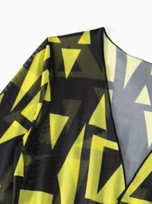 3包裝幾何圖案露肩背心夏季沙灘比基尼套裝＆蓋起來