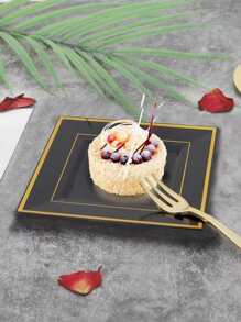 4pcs/set PP Plate, Contrast Trim Dinner Plate For Kitchen - Multicolor - View 1