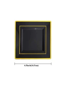 4pcs/set PP Plate, Contrast Trim Dinner Plate For Kitchen - Multicolor - View 3