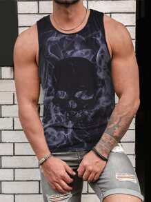 Manfinity Men Skull Print Tank Top - Black - View 1