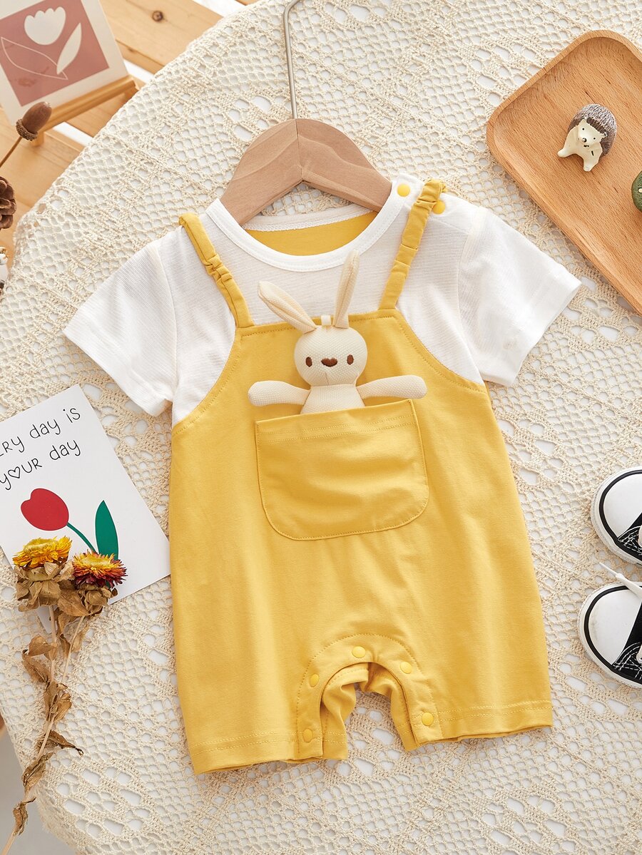 Peninsula Baby Bộ đồ liền thân cho bé gái sơ sinh có búp bê 2 trong 1 và phong cách thường ngày - Nhiều màu - Xem 1