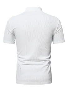 Manfinity Homme Men Mock Neck Ribbed Knit Tee - White - View 2