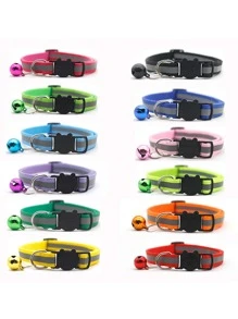 1入組鈴鐺墜飾反光隨機寵物項圈 - 淡紫色 - 查看 2