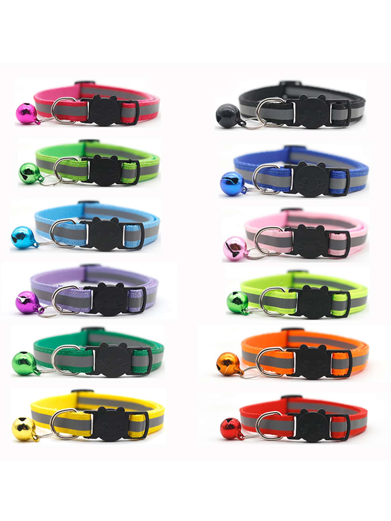 1入組鈴鐺墜飾反光隨機寵物項圈